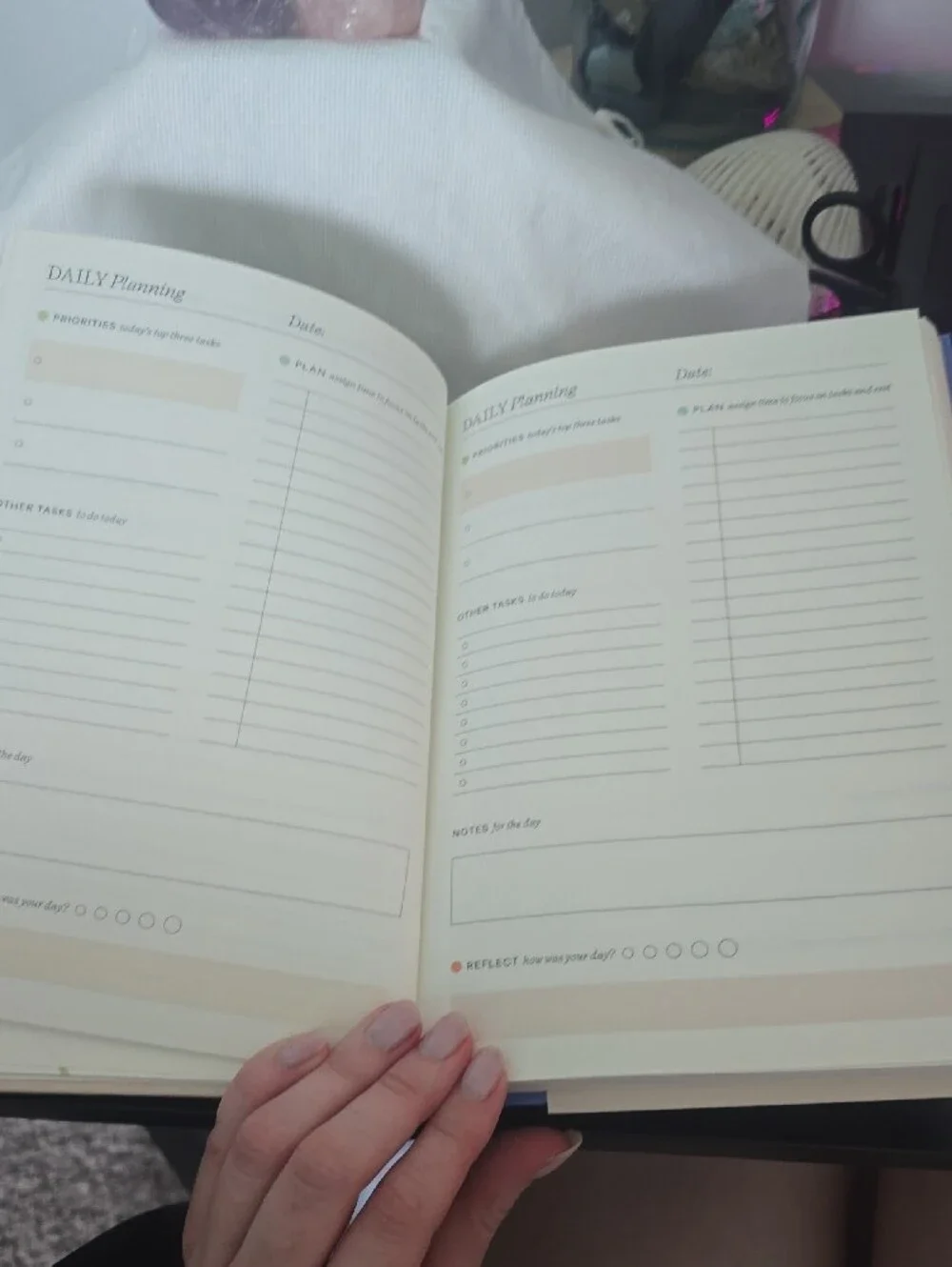 'Start Fresh Every Day' Cream Planner with Blue Text